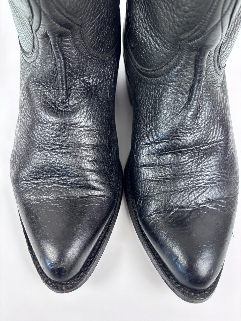 Vintage Lucchese Brown Tag Roper Western Cowboy Boots L818128 Leather Black 8D - Picture 5 of 14